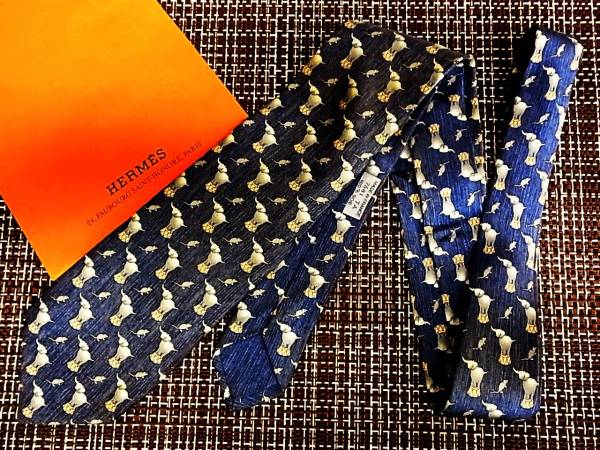 ・ω・ ★SALE/1324★エルメス/象と鼠ねずみ【HERMES】ネクタイ♪拍卖