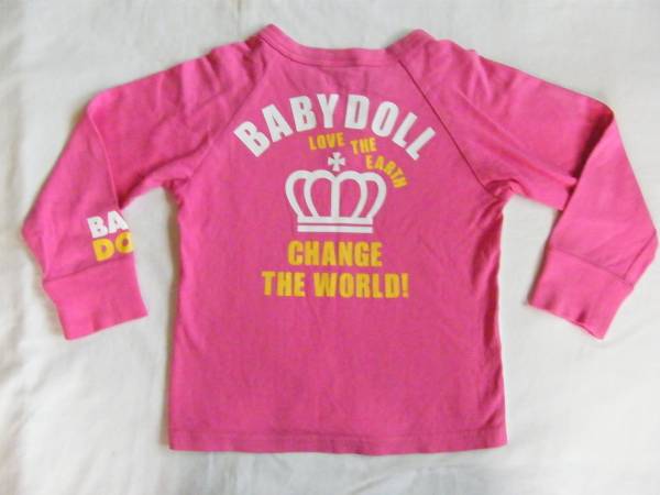 ★BABY DOLL ベビードール★ 100cm 白&ピンク色 長袖Tシャツ拍卖