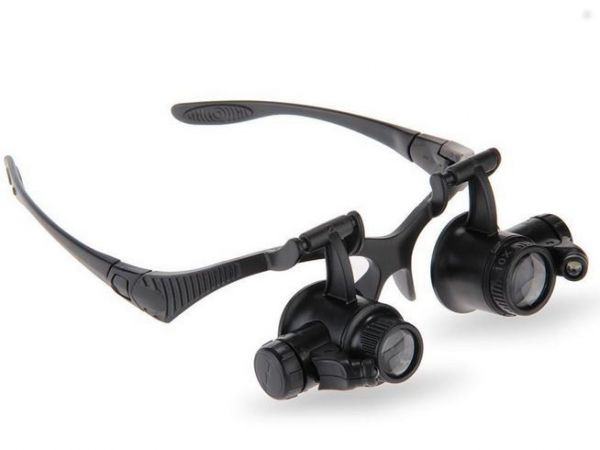 ルーペ 虫眼鏡 眼鏡フレーム付 LEDライト付 拡大鏡 3拍卖