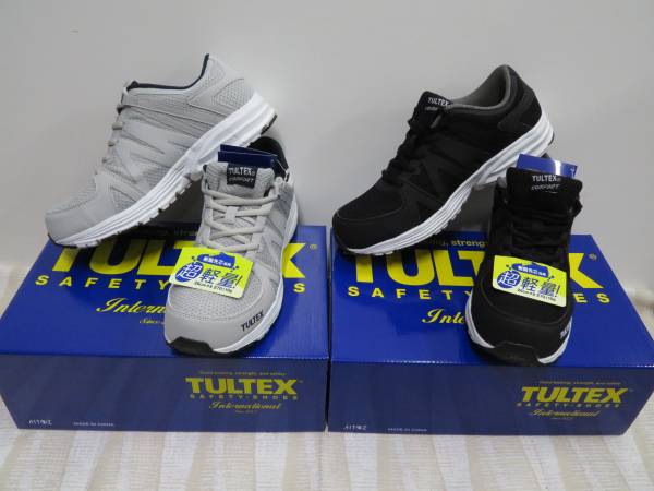 アイトス TULTEX超軽量樹脂先芯入安全靴 AZ-51649【003ライトグレー&010ブラック・25.0cm】軽作業向けの品、色違い2足組で即決5560円★拍卖