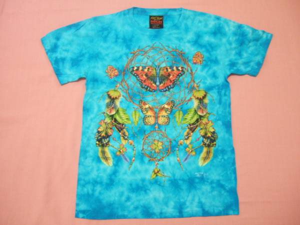 横浜最新 蝶ドリームキャッチャー♪魅惑のTシャツ 夜光仕上げ 青絞り柄 サイズ M, L, XL 送料無料 ξtsξ ξ7拍卖