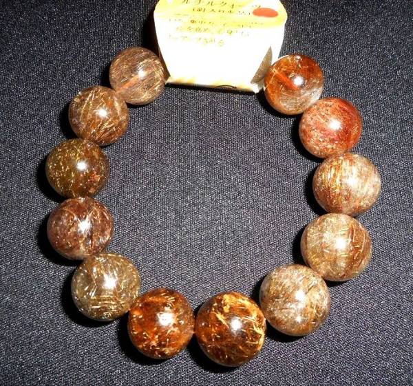 新品 ルチルクオーツ ブレスレット 89g 玉径17mm 腕まわり 19cm 極太玉品 最高品 金針入り水晶 針水晶 プラチナクォーツ プラチナルチル拍卖