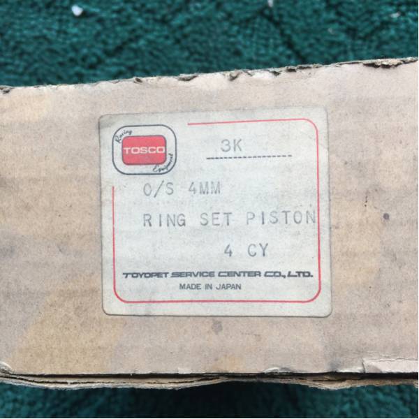 TOSCO 3K 4MM O/S RING SET TRD 4MMオーバーサイズピストンリングセットトヨタ3K KP47 KP61拍卖