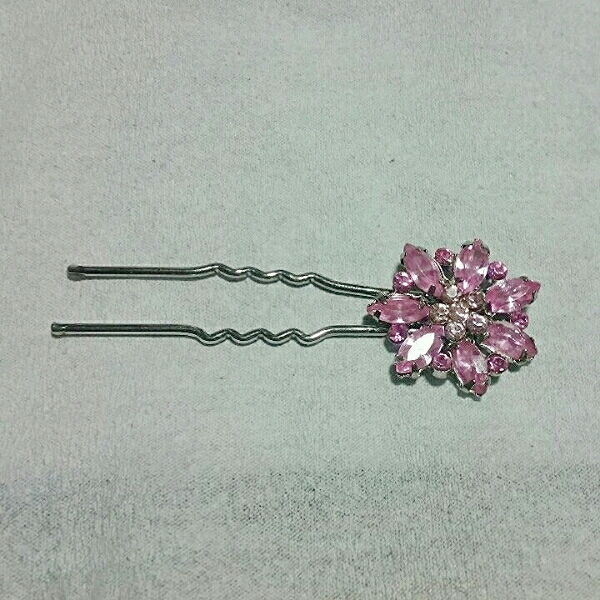 ピンクのラインストーンのお花のUピン/未使用拍卖