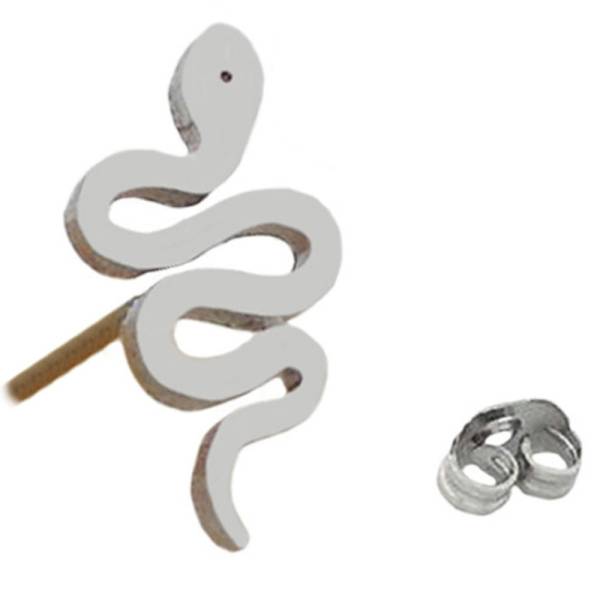 シンプルスネークペアピアス【シルバー】 カワイイヘビが素朴に光る 蛇モチーフ 真鍮 シルバー ハロウィンやイベント、パーティ♪拍卖