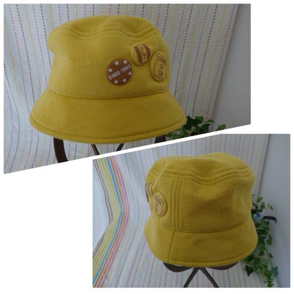 ☆COMME CA ISM☆コムサイズム☆黄色系☆バケットハット☆サイズ46cm☆綿100%☆あごゴム付き☆ベビー☆お子さまサイズ☆拍卖
