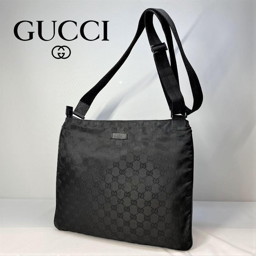 ■GUCCI グッチ■軽量 ナイロン GGキャンバス ショルダーバッグ 男女兼用 ユニセックス 132999 斜め掛けショルダー メッセンジャー拍卖