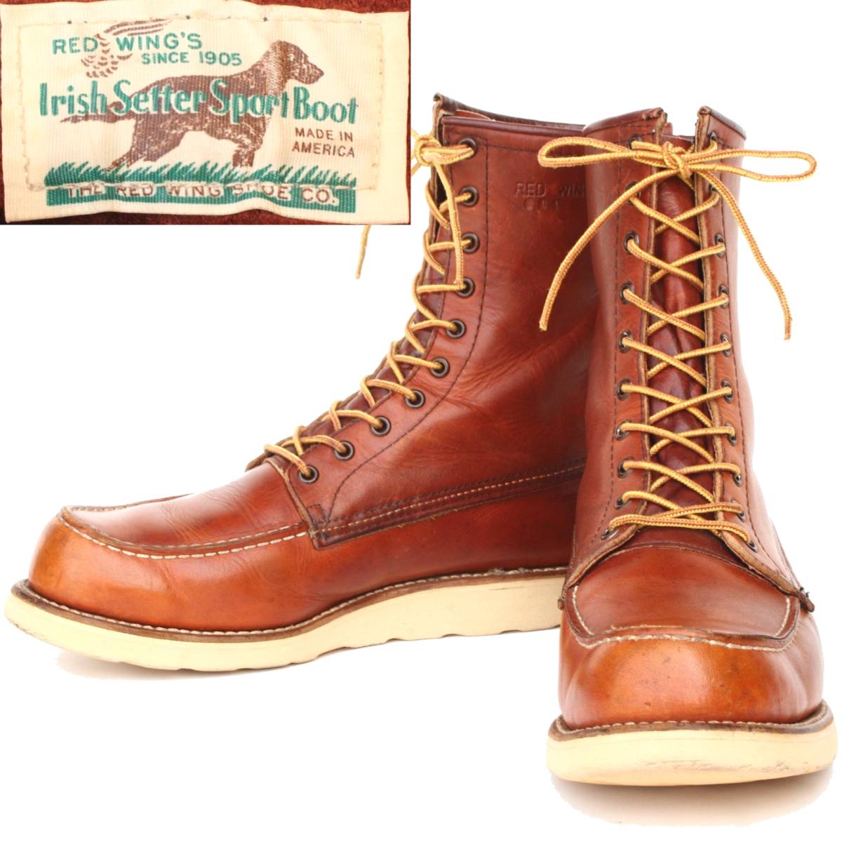 (27539)美品良品1978年製REDWING877レッドウィング10D約28cm(10インチ旧犬スクエアステッチ四角犬タグAMERICAスクエア犬ヴィンテージ70年代拍卖