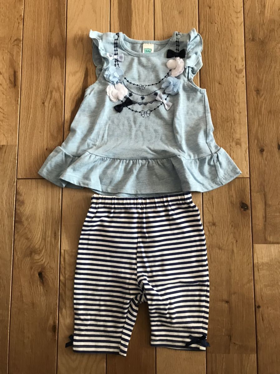 マザウェイズ ノースリーブ トップス レギンスパンツ セットアップ 76センチ拍卖