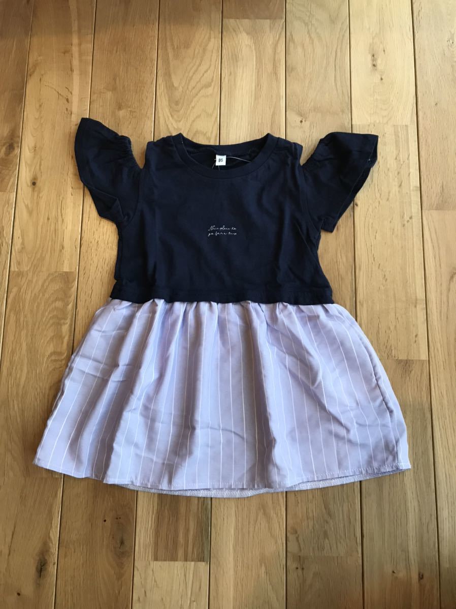 新品 女の子 ベビー オープンショルダー ワンピース 95センチ拍卖