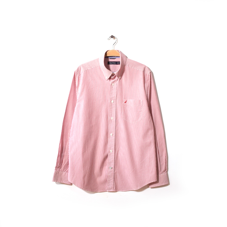 【送料無料】ノーティカ コットン ストライプ柄 BDシャツ ボタンダウン 長袖シャツ メンズM NAUTICA アメカジ 古着 CA0742拍卖