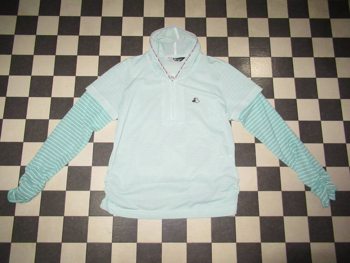 ★black&white/ブラック&ホワイト★美品 1 重ね着風ボーダー柄ロングスリーブシャツ 拍卖