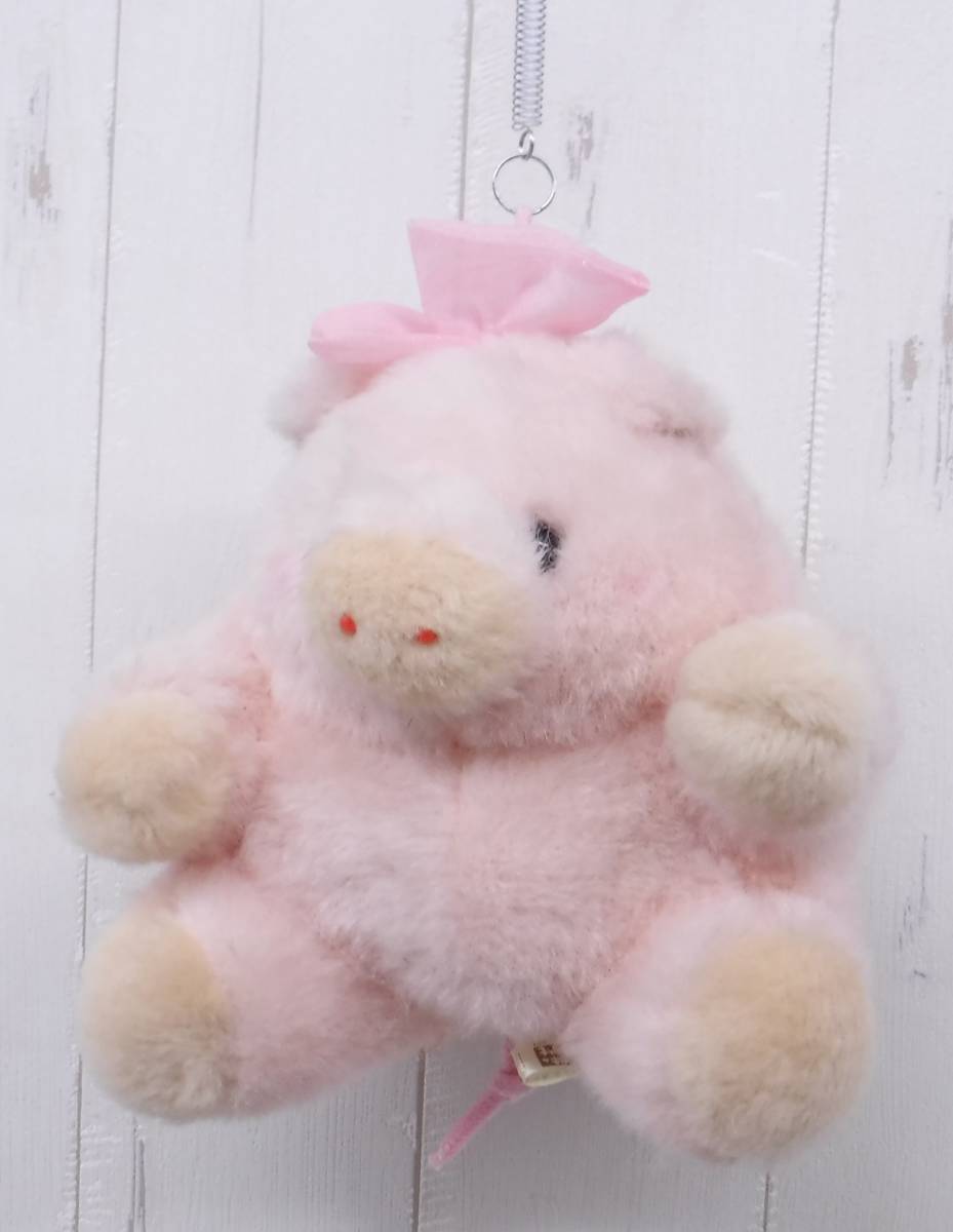 昭和レトロ 当時物*レトロぬいぐるみ NAKAJIMA ナカジマ HEART&HEART*ブタ ぶた*MADE IN JAPAN 日本製*バネで揺り動く吊るし人形 レア拍卖