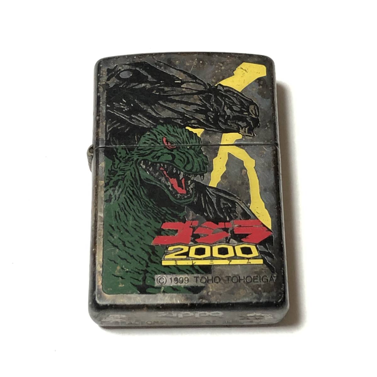 火花確認済み Zippo ジッポー ゴジラ 2000 ミレニアム 1999 東宝映画 オイルライター アメリカ製 シルバーカラー 喫煙グッズ ヴィンテージ拍卖