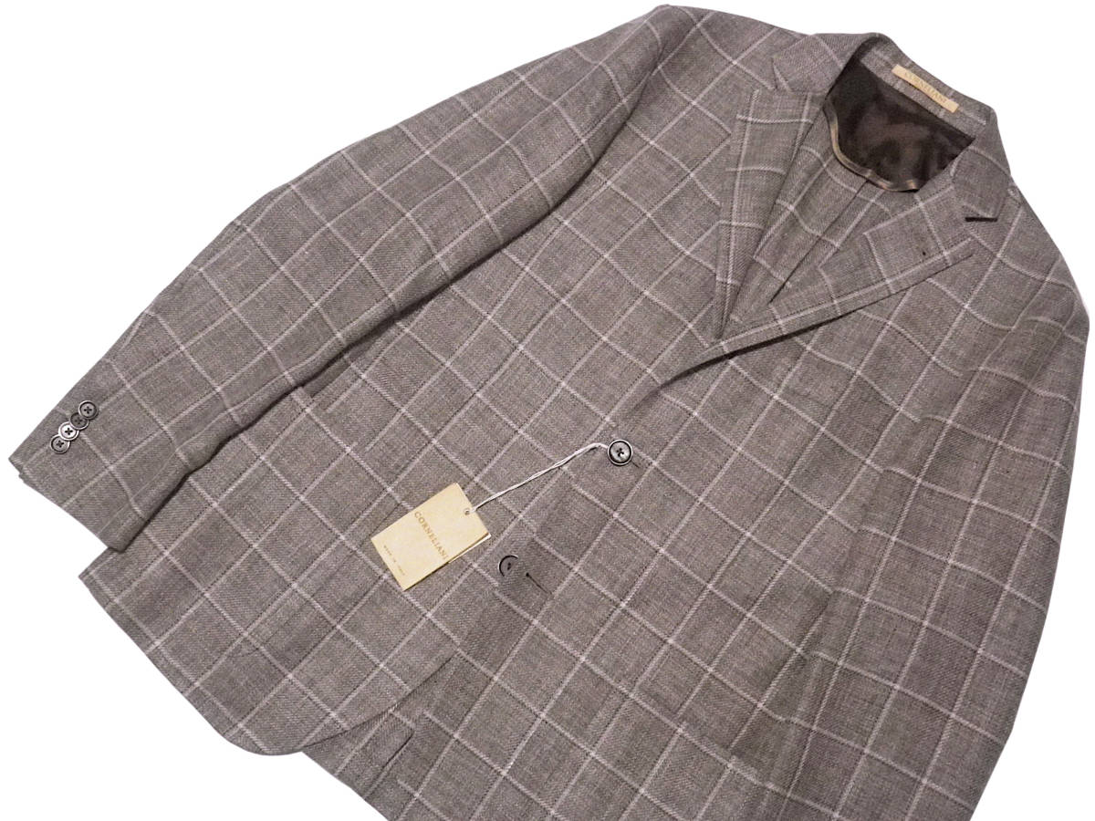 ◆CORNELIANI/コルネリアーニ◆春夏 上質 ウィンドーペーン リネン ウール ジャケット【50/7R】17.6万拍卖