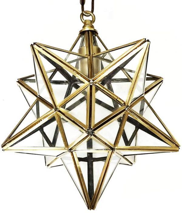 OTD 引掛けシーリング式 工事不要 照明 ペンダントライト 1灯 (真鍮) 星型 エトワール (クリアガラス, シェードΦ30*30cm)拍卖