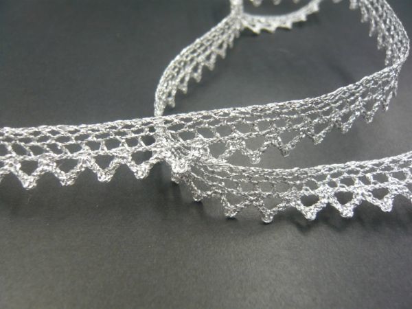〇送料無料!(NH016S)約1.2cm幅シルバーのラメトーションレース(50m)拍卖