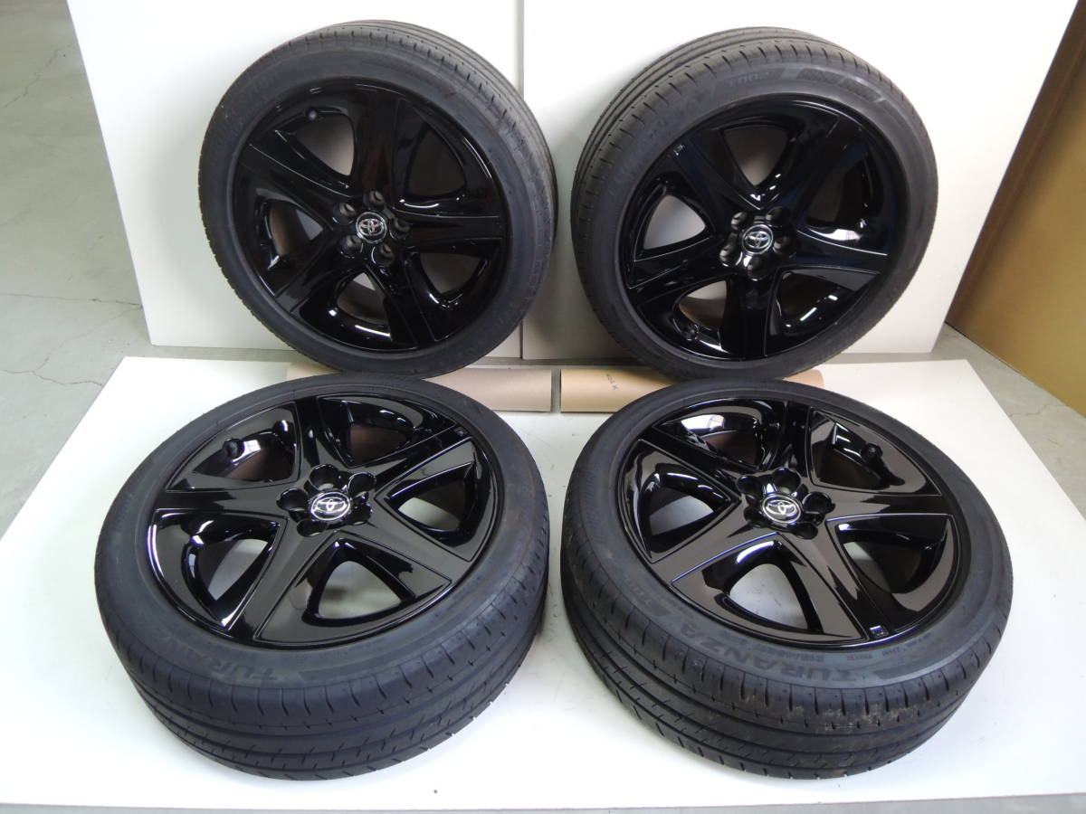 トヨタ純正 ホイール 4本 17インチ×7J +50 PCD100 5穴 タイヤ 215/45R17 ブリヂストン (検: 51 プリウス アルミ センターキャップ #K拍卖