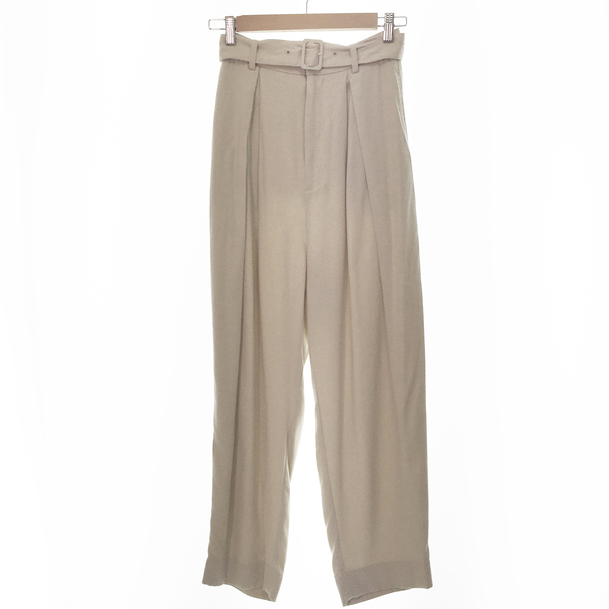 ★超美品 KOCHAMETTI コチャメッティ ウエストゴム&ベルト付き タック入り バギーパンツ サイズFREE レディース ベージュ 1BA/80164拍卖