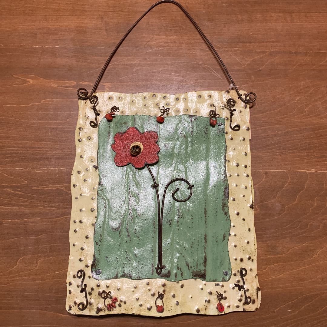 ブリキ アンティーク / 壁掛け アート / ブリキの絵 インテリア monocyclic flower拍卖