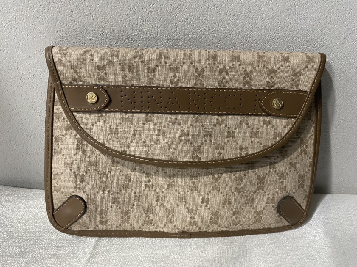 美品ニナリッチnina ricciハンドバッグポーチ鞄茶レディース通勤通学仕事拍卖