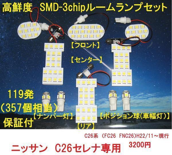 III 高輝度 ニッサンC26セレナ ルームランプ 専用LEDルームランプ 3チップSMD ライセンスランプ ポジションランプ付属拍卖