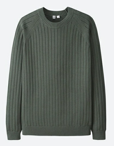 ユニクロU スーピマコットン リブクルーネックセーター M 長袖 UNIQLO クリストフ ルメール オリーブ タグ付き 未使用品拍卖