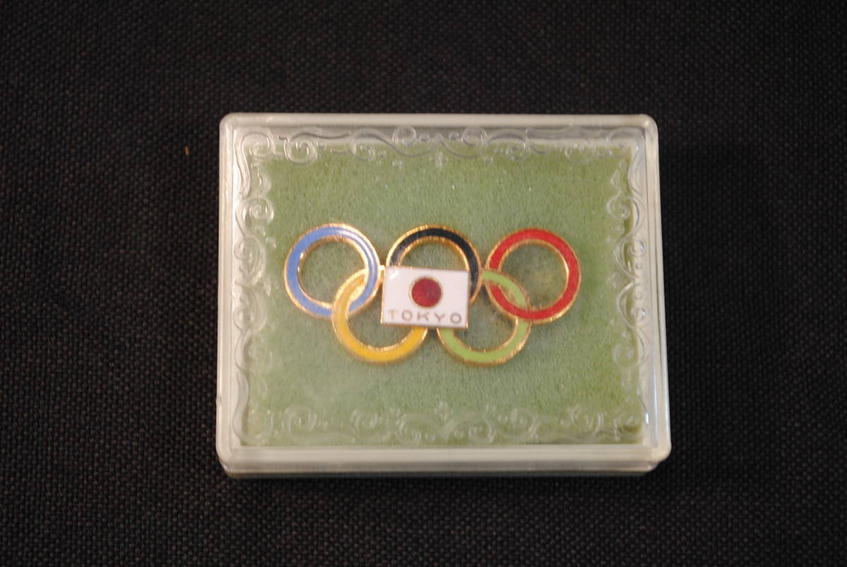 東京オリンピック 七宝焼 五輪 バッジ 元ケース付拍卖