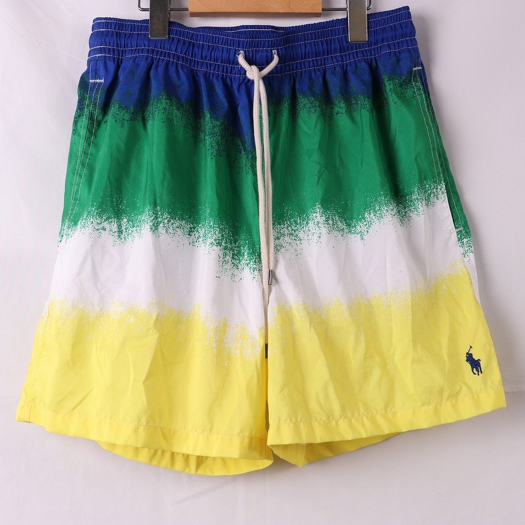【未使用品】POLO RalphLauren(ポロラルフローレン) メンズS【スイムショーツ】タイダイ青緑白黄 水着(古着)pt28拍卖