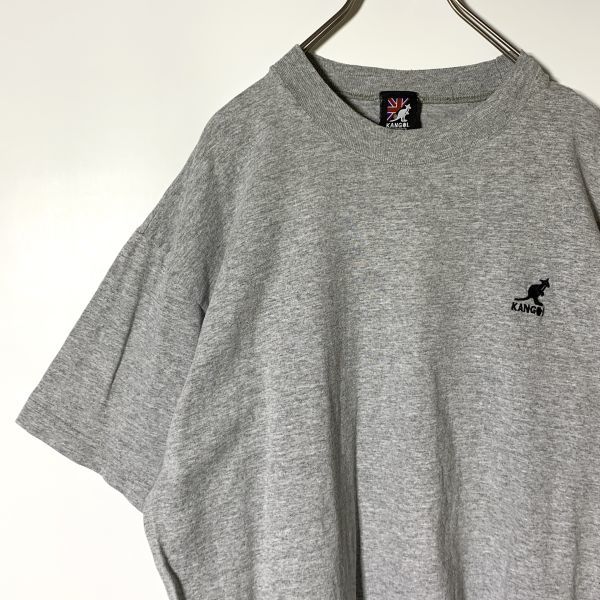 90s USA製 オールド KANGOL カンゴール Tシャツ Lサイズ グレー ロゴ刺繍 ビンテージ拍卖