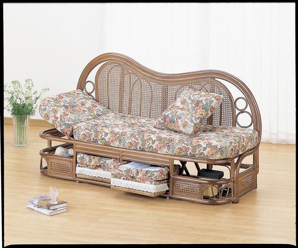 今枝商店 ラタン 籐 カウチソファー ソファー ピロー1個付 Y612B拍卖