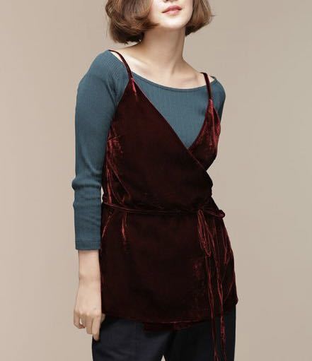 NANO UNIVERSE ベルベットカシュクールキャミソール ボルドー拍卖