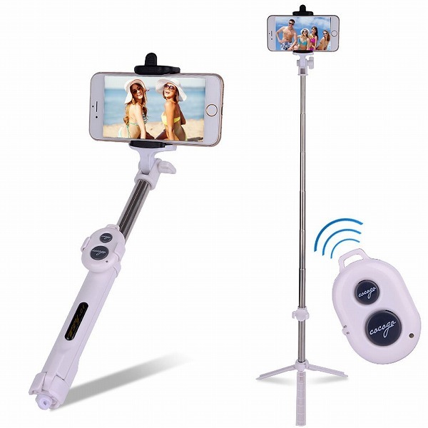 「a11-a2」 3way セルカ棒 (ホワイト) 自撮り棒 三脚 Bluetooth リモコン セルフィー iPhone拍卖