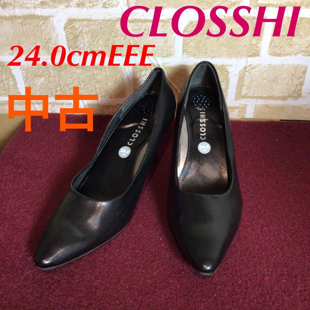 【売り切り!送料無料!】A-194 CLOSSHI!24.0cmEEE!仕事!ビジネス!冠婚葬祭!七五三!入園入学式!卒園卒業式!フォーマル!中古!拍卖
