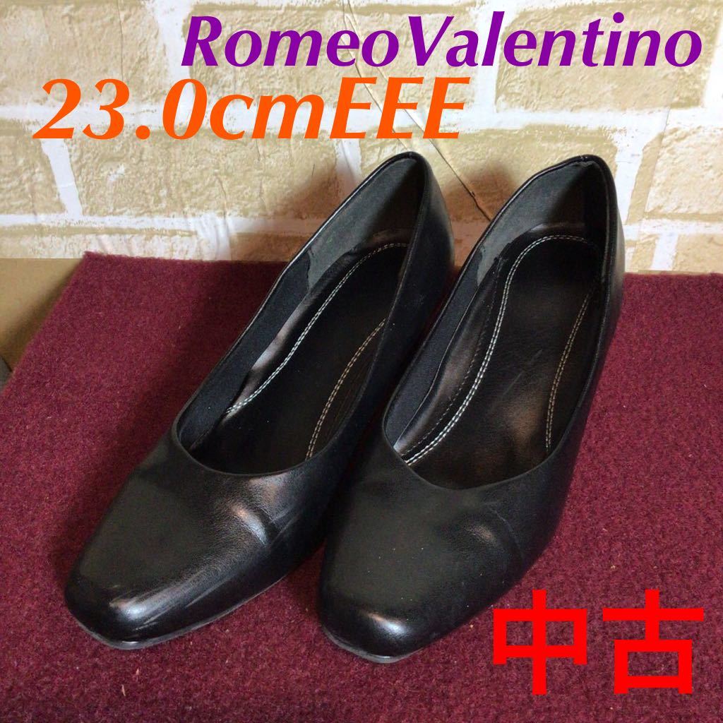 【売り切り!送料無料!】A-195 RomeoValentino!23.0cmEEE!ヒール6cm!仕事!ビジネス!冠婚葬祭!七五三!入園入学式!卒園卒業式!フォーマル!中古拍卖
