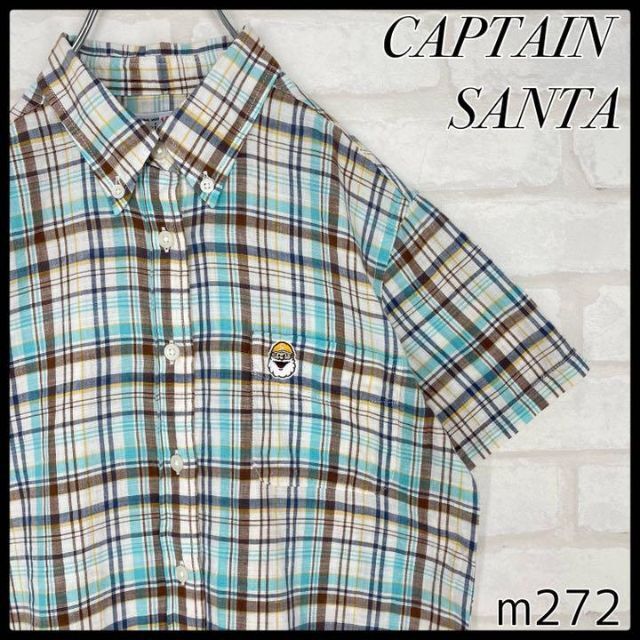 【大人気】キャプテンサンタ レディース ボタンダウン 半袖 シャツ チェック ワンポイント拍卖