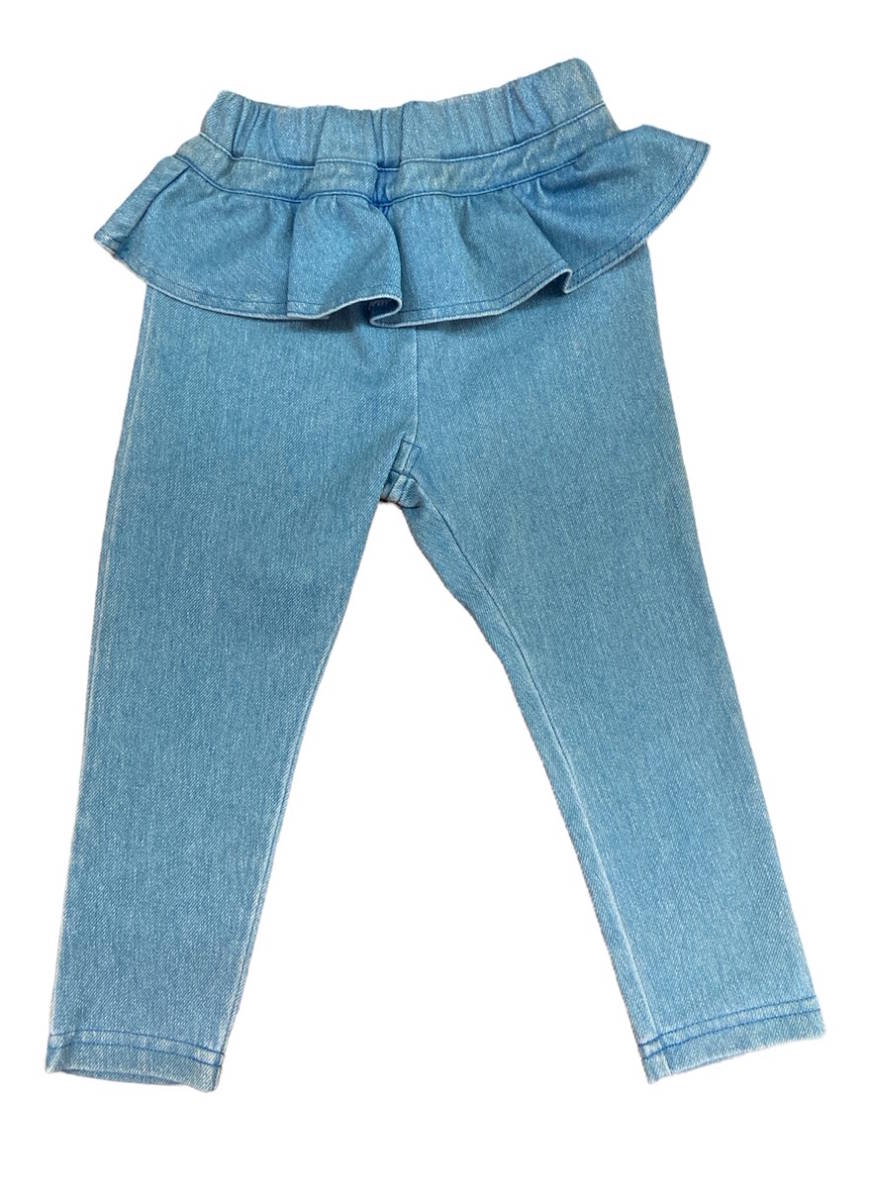 即決 B品処分品 新品タグ付 ミアリーメール Mialy Mail★フリフリ デニムニット ストレッチ パンツ★ベビー 95cm 2-3才 ¥2200拍卖