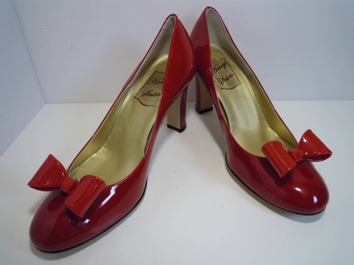 Honey Salon ハニーサロン リボン2WAY エナメルパンプス サイズ24.0cm 日本製拍卖