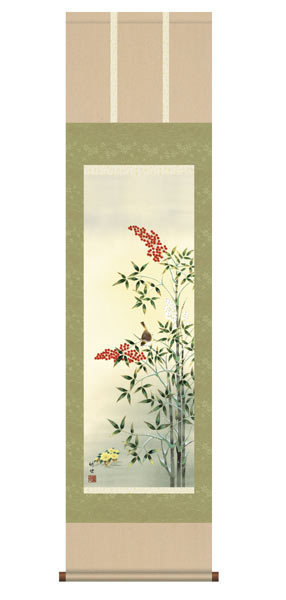 掛軸 掛け軸 国産 特選掛軸 日本画 南天福寿 オマケ付き 004拍卖