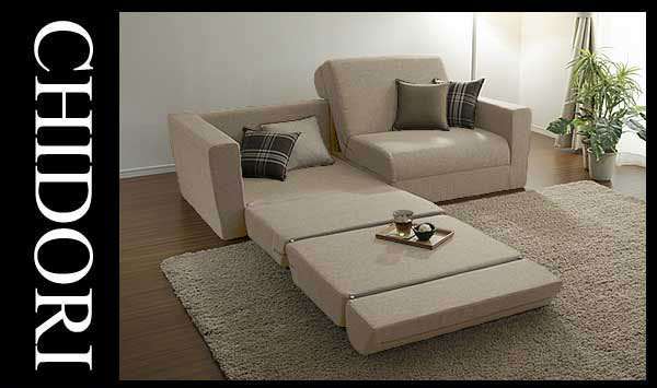 【送料無料】切り替え簡単!ワイドソファベッド ベージュ色拍卖