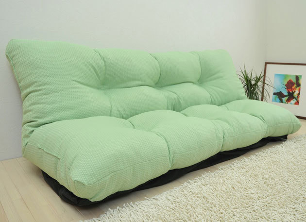 送料無料 ゆったりフロアソファー160幅 安心の日本製 布グリーン拍卖