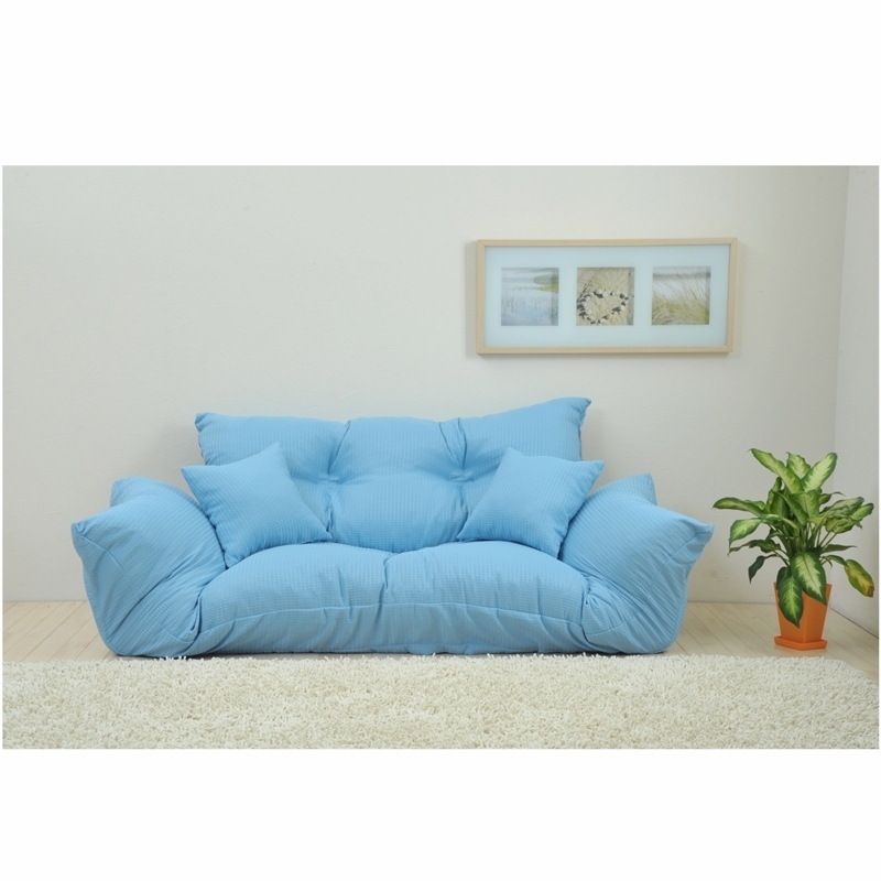 ジャンボ カウチソファ ソファ カウチ 7段階 リクライニング 肘付き フロアソファ ゆったり 2人掛け ブルー拍卖