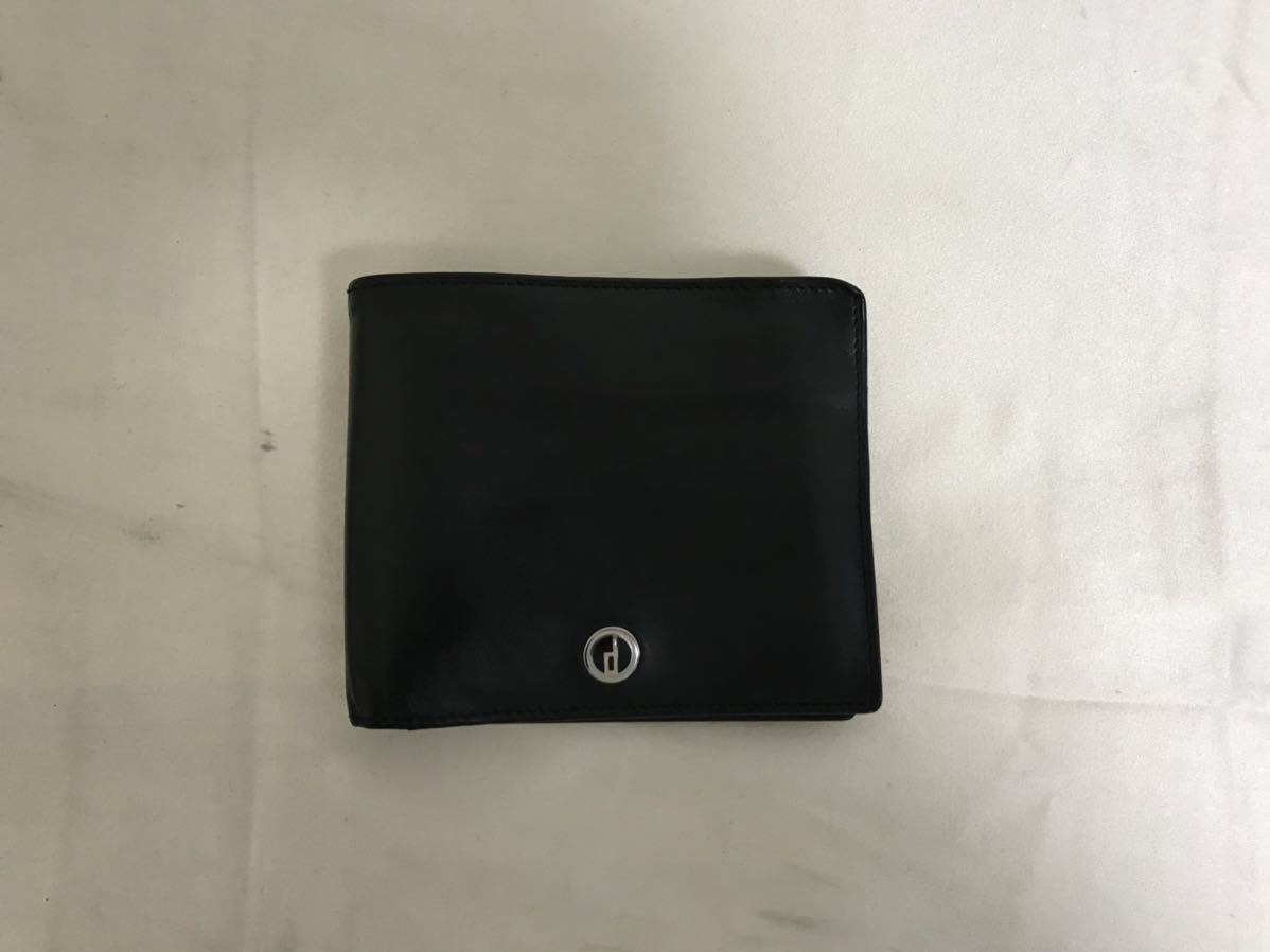 本物ダンヒルdunhill本革レザー二つ折り財布サイフ札入れ黒ブラックビジネススーツレディースメンズスペイン製旅行トラベル拍卖