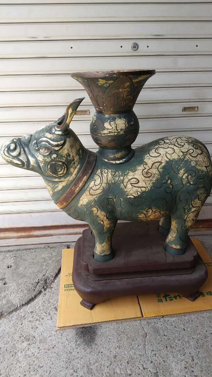 中国古玩美術 置物 古い 骨? 鹿の角? 高さ82.5cm橫75cm幅35cm 置物 動物?拍卖