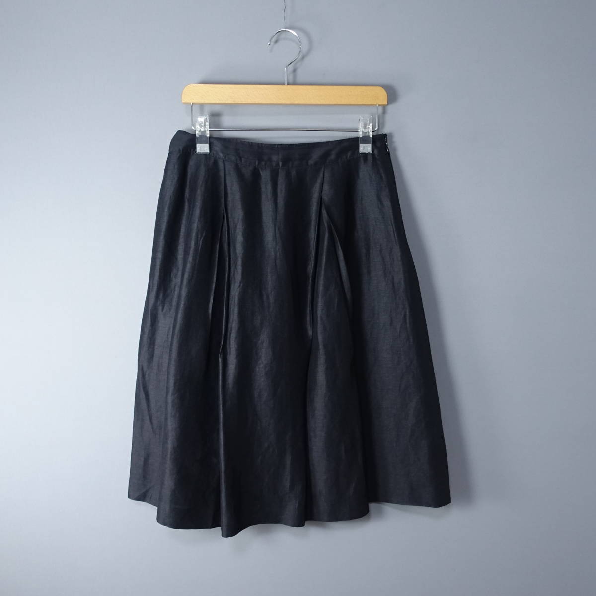 yoshie inaba/ヨシエイナバ/9/リネン混/シルク混スカート/ブラック/黒/レディース/裏地シルク100%拍卖