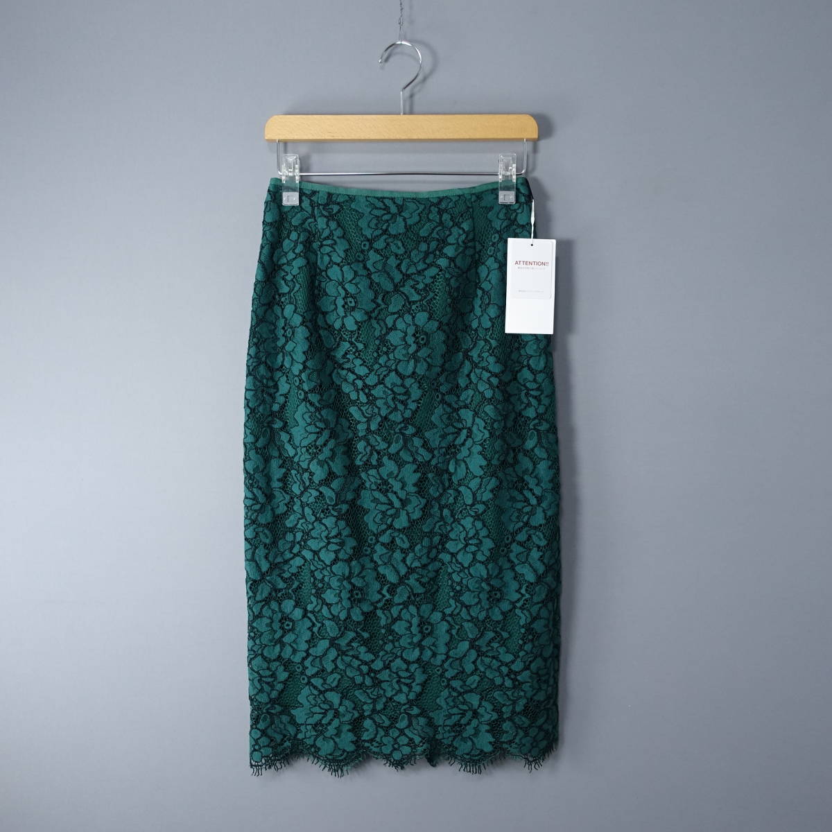 新品未使用*UNITED ARROWS/ユナイテッドアローズ/36/定価25,000円+税/日本製スカート/ダークグリーン/緑/レディース/花柄レース拍卖