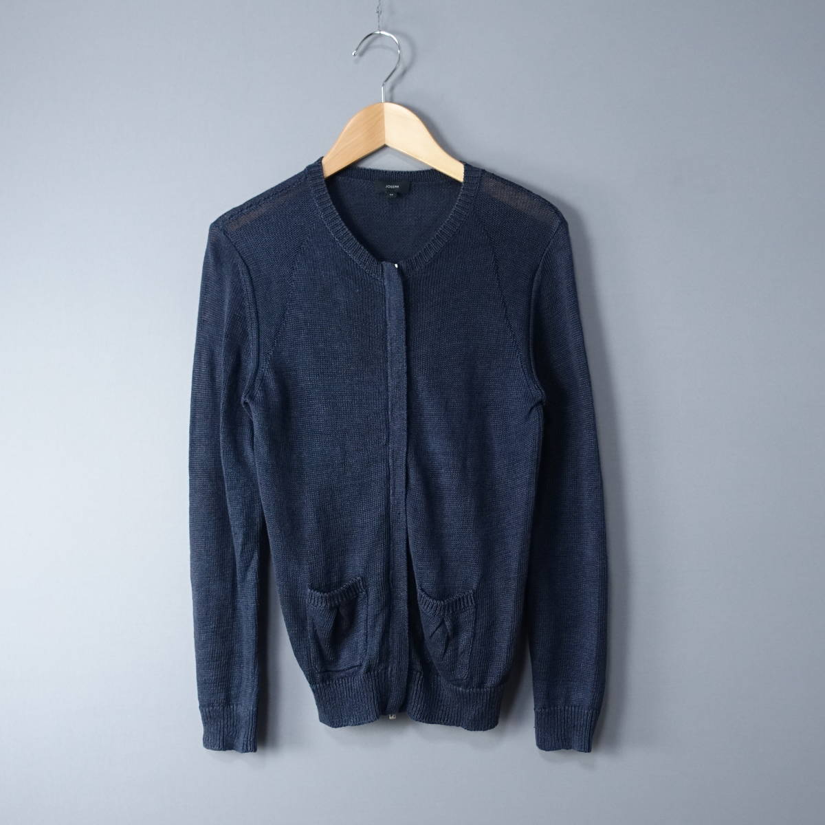 JOSEPH/ジョセフ/M/オンワード樫山/リネン100%カーディガン/ダークネイビー/レディース/ジャケット/ダブルジップ拍卖