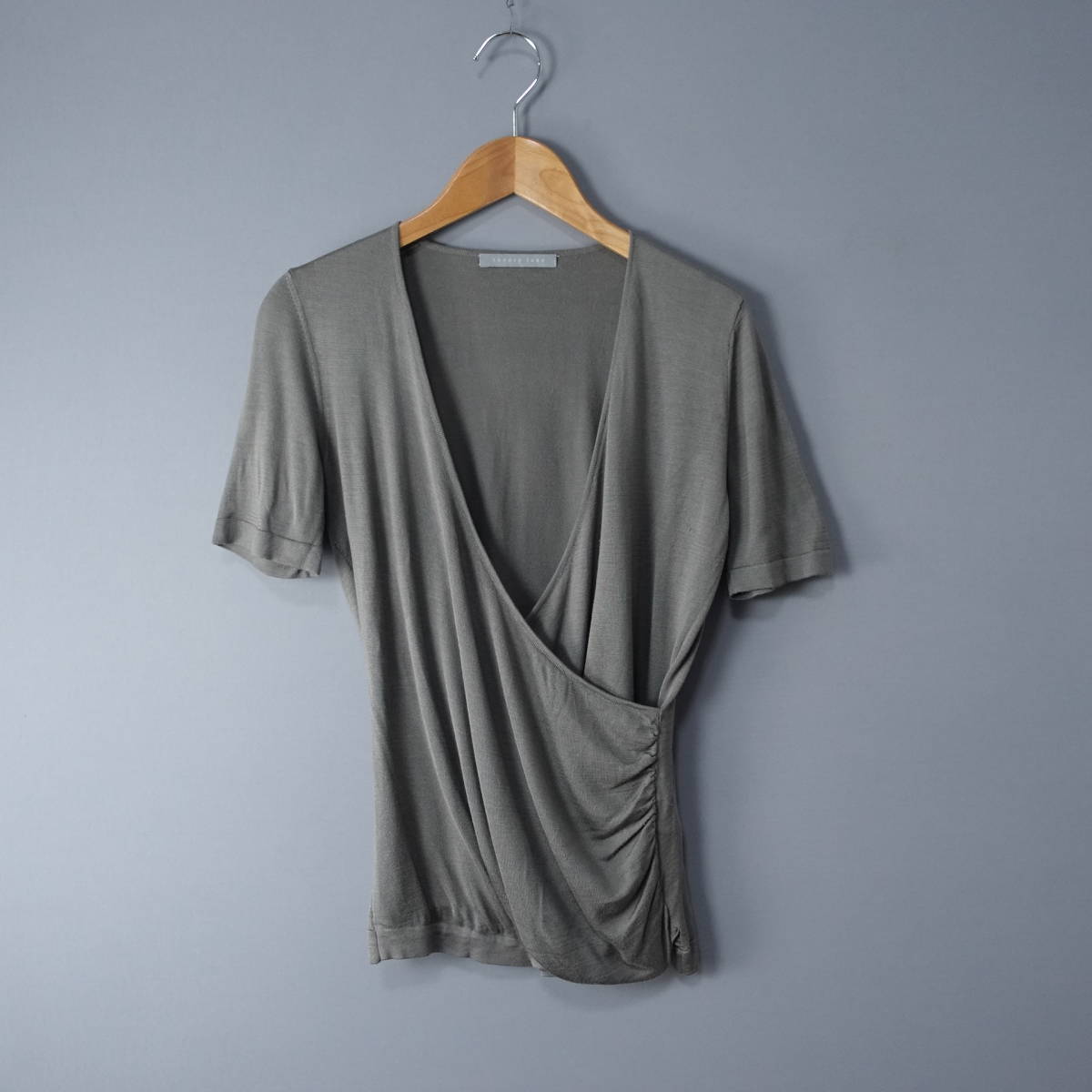 theory luxe/セオリーリュクス /38/シルク100%カットソー/グレー/レディースMサイズ相当/半袖/シャツ/ブラウス拍卖