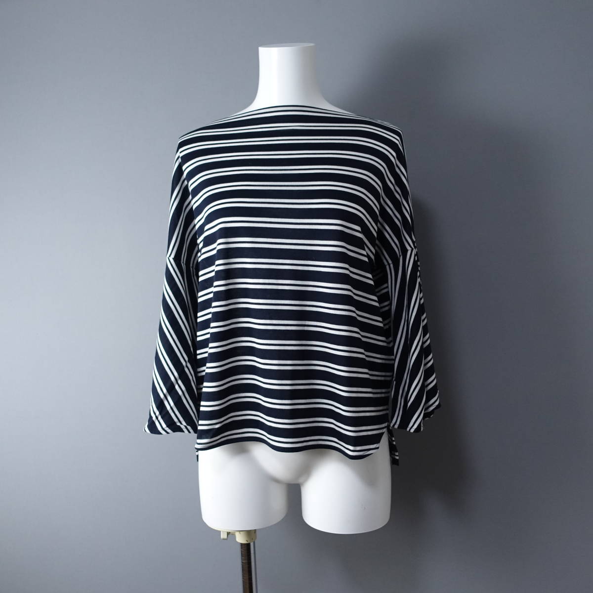 ☆美品☆SACRA/サクラ/38/日本製/ボーダーカットソー/ブラック×ホワイト/白×黒/シャツ/レディースM相当拍卖