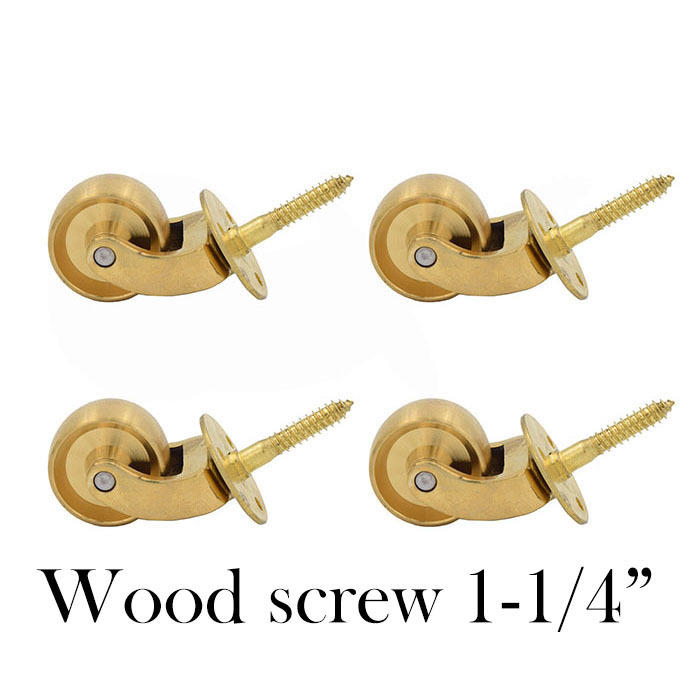 4個セット ブラス(真鍮)キャスター 1-1/4” ウッドスクリュー(木ネジ)拍卖